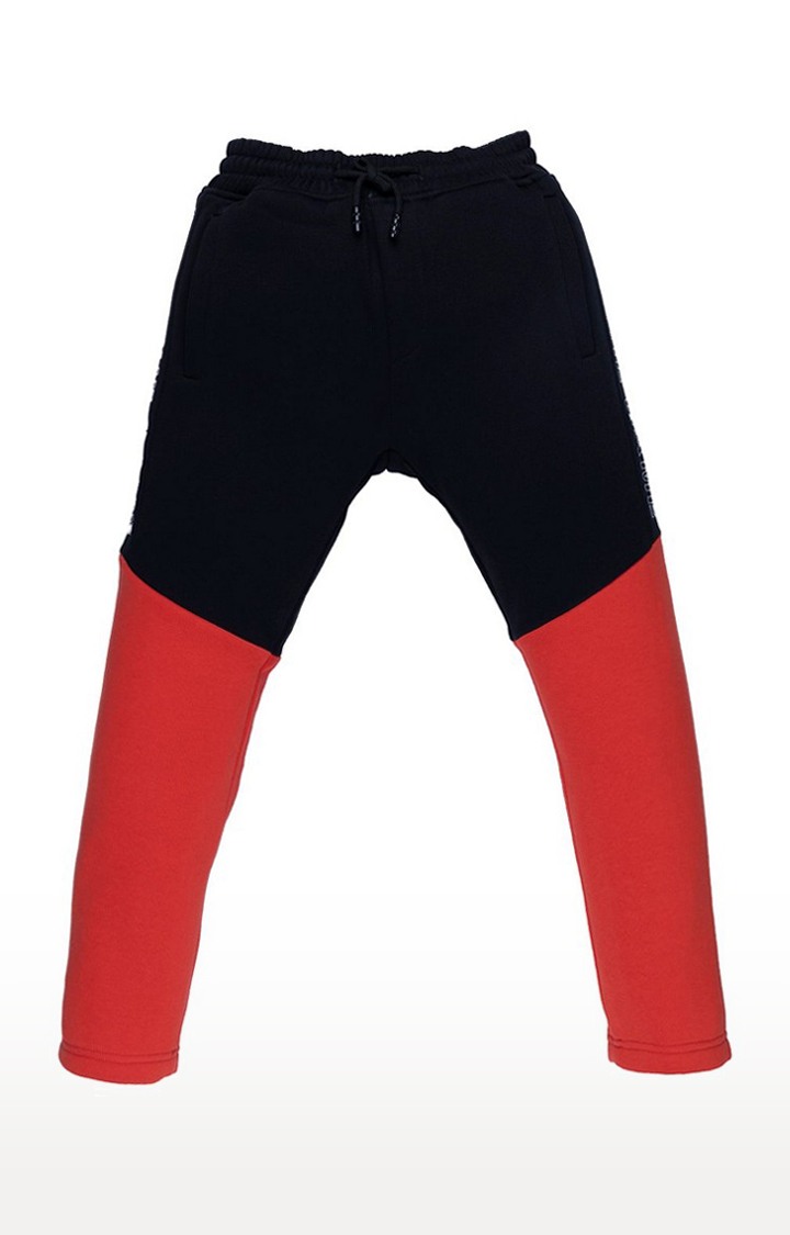 Boy's Black Colourblock Trackpants
