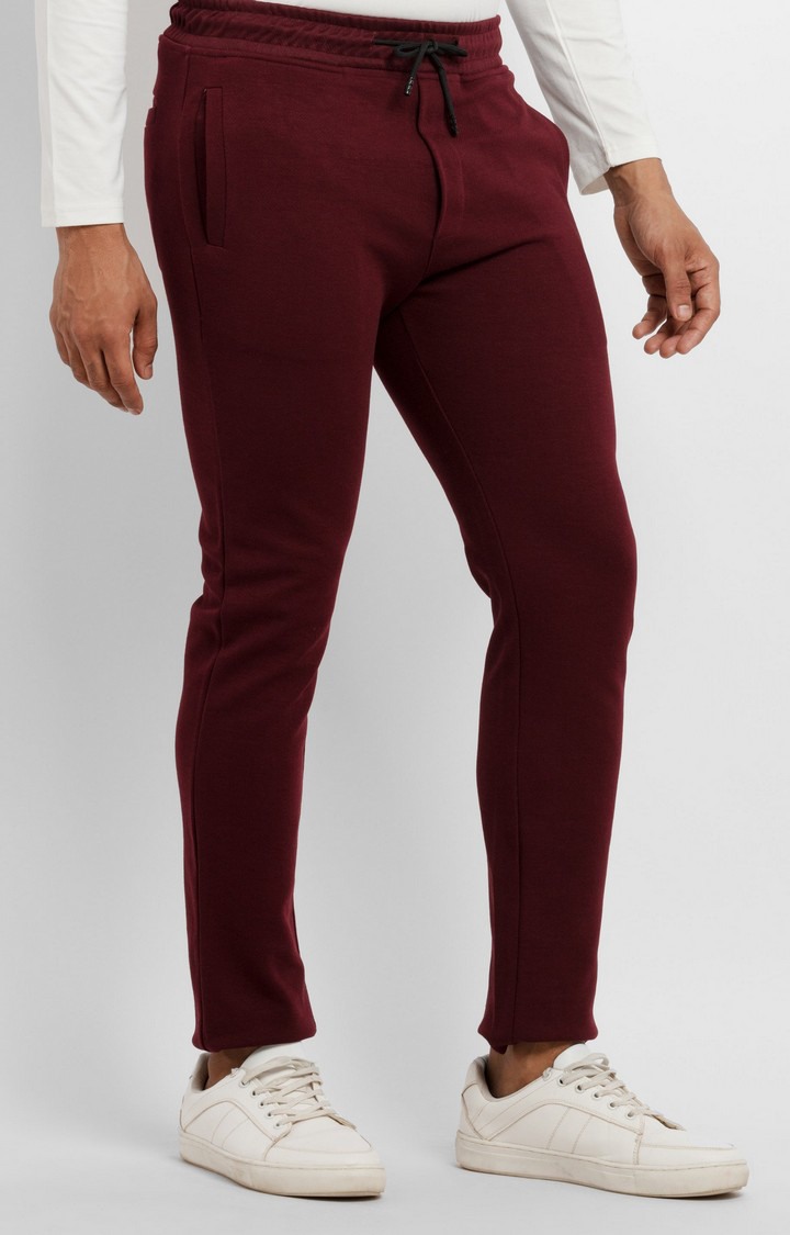 Men's Red Solid Trackpants