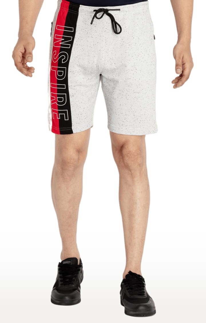 Status Quo | Men's White Cotton Printed Activewear Short 0