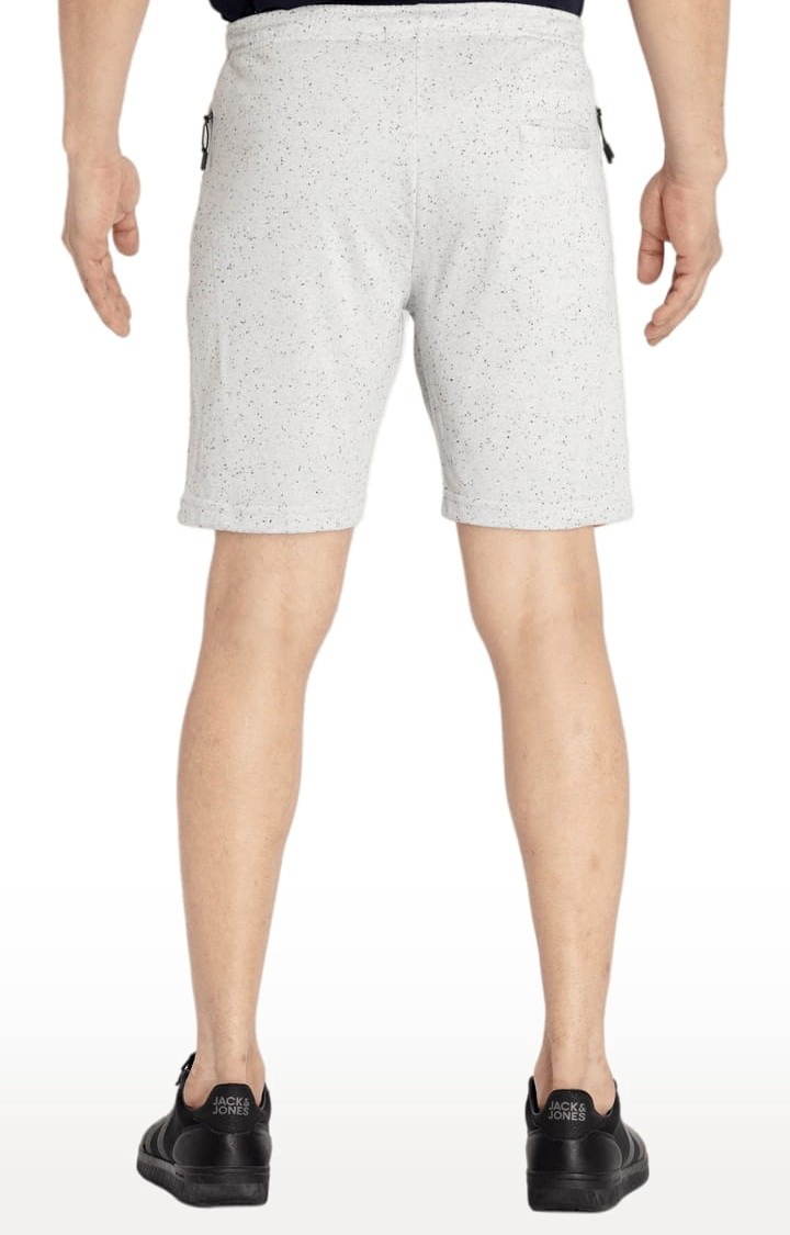 Status Quo | Men's White Cotton Printed Activewear Short 2