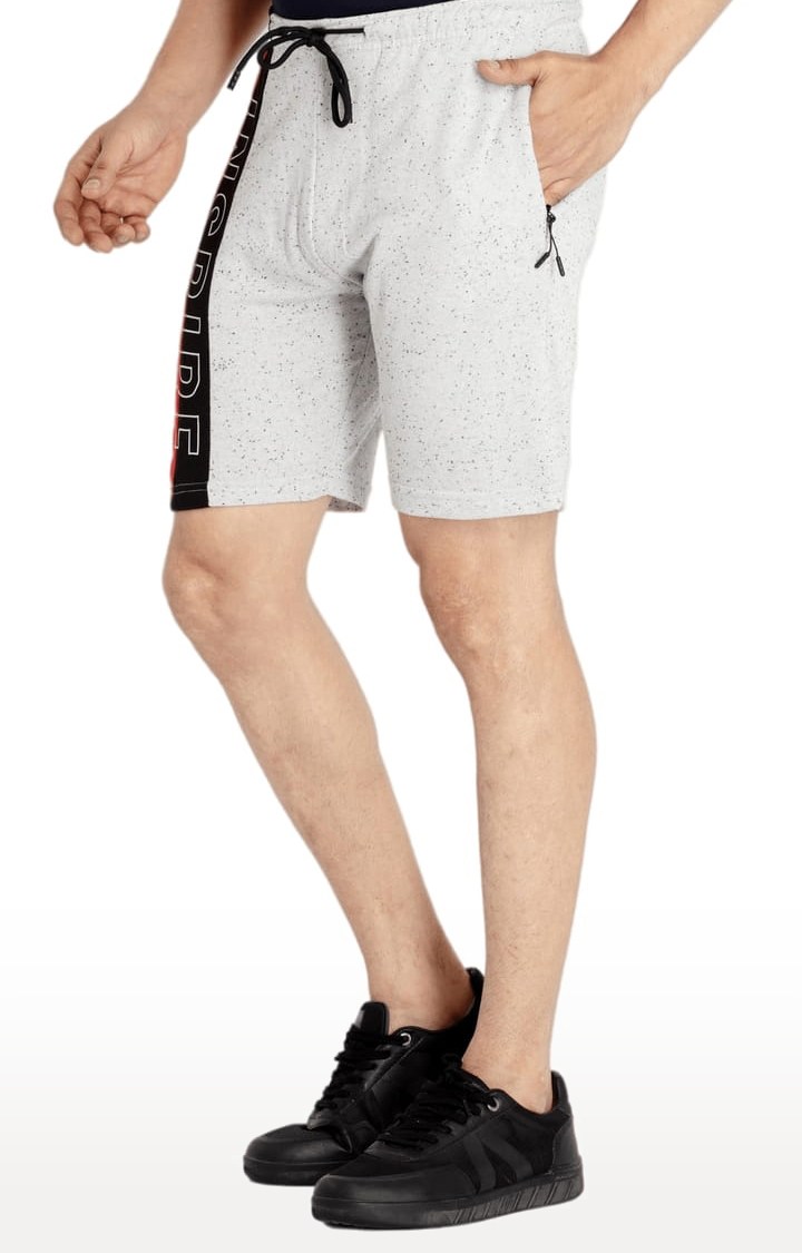 Status Quo | Men's White Cotton Printed Activewear Short 1