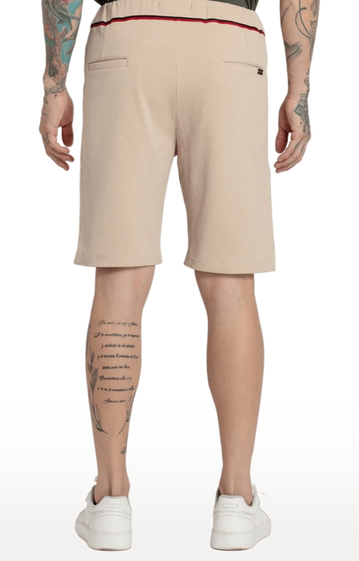 Status Quo | Men's Beige Cotton Solid Activewear Short 2