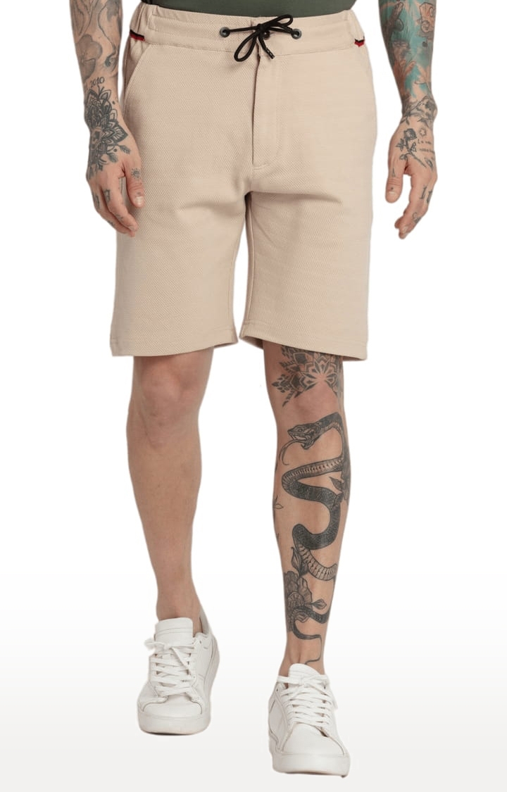 Status Quo | Men's Beige Cotton Solid Activewear Short 0