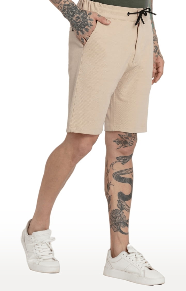 Status Quo | Men's Beige Cotton Solid Activewear Short 1