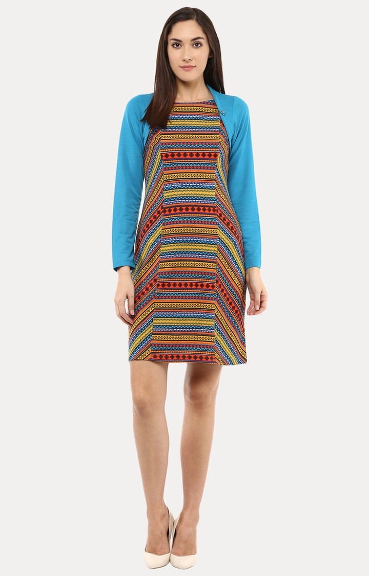 109F | Multicoloured Printed Shift Dress 1