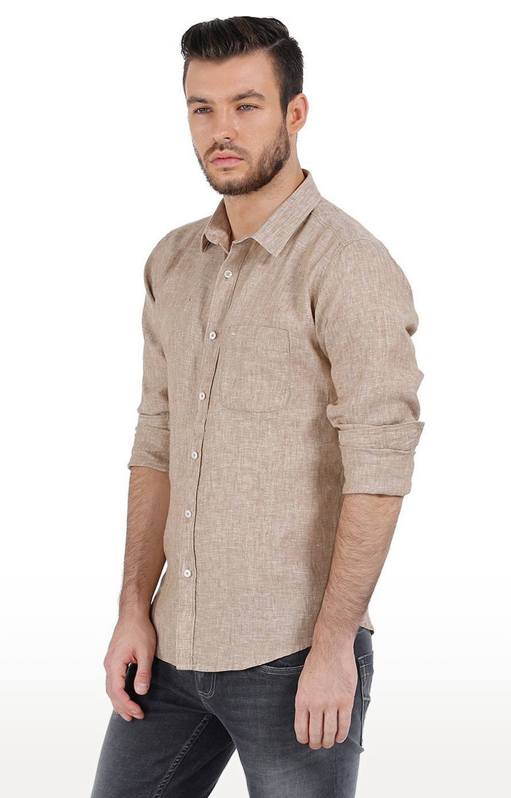 Basics | Men's Beige Linen Melange Casual Shirt 0