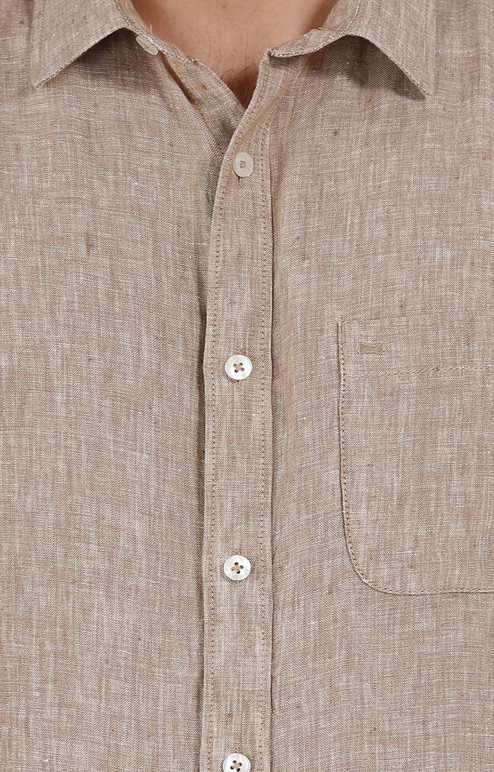 Basics | Men's Beige Linen Melange Casual Shirt 1