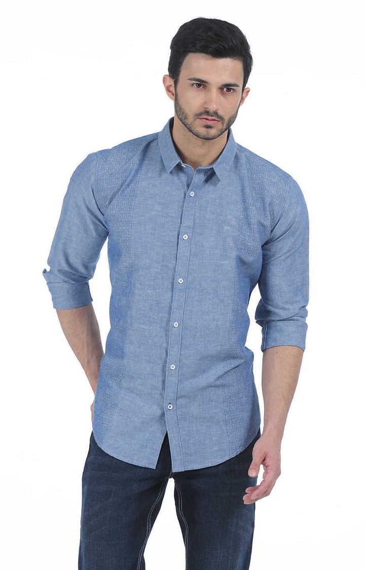 Basics | Blue Solid Casual Shirts 0