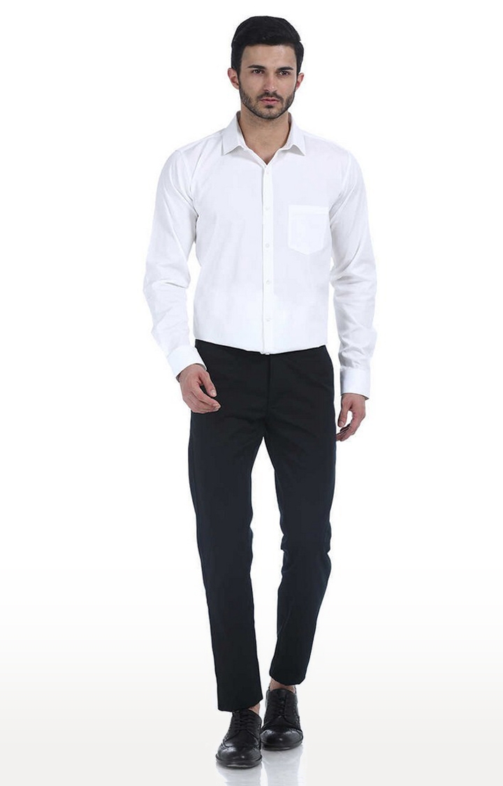 Basics | Men's White Cotton Solid Formal Shirt 1