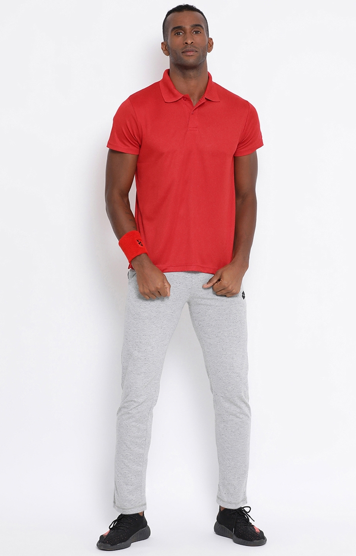 Lotto | Men's Red Solid Polo T-shirt 1