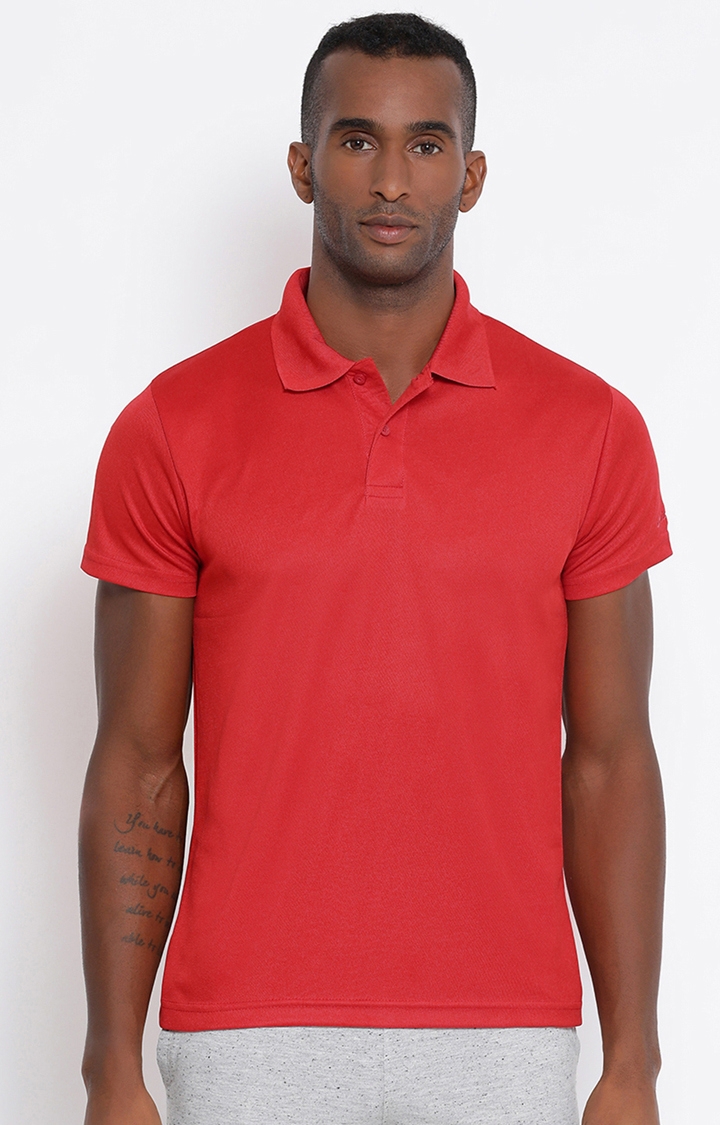 Lotto | Men's Red Solid Polo T-shirt 0