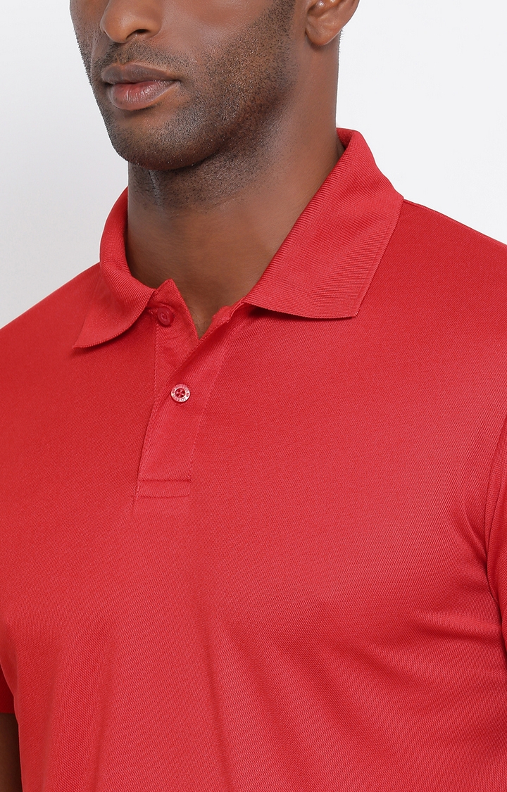 Lotto | Men's Red Solid Polo T-shirt 4