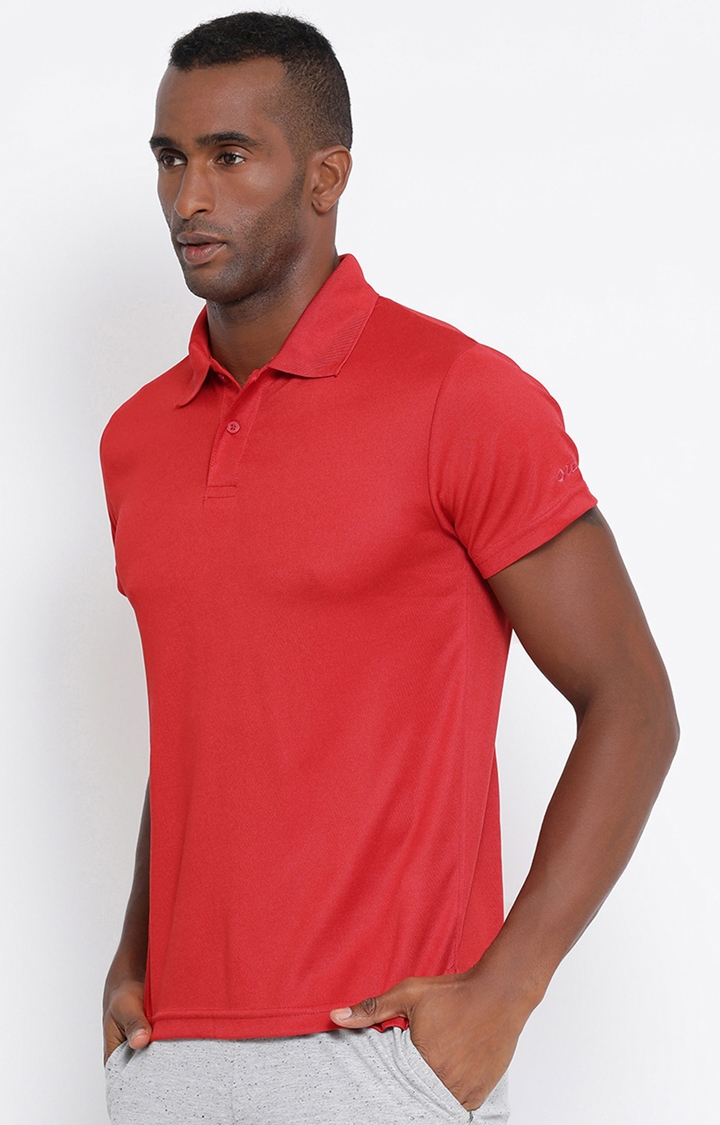 Lotto | Men's Red Solid Polo T-shirt 2