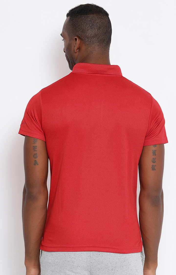 Lotto | Men's Red Solid Polo T-shirt 3