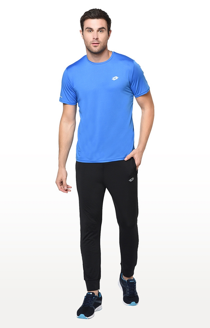 Lotto | Men's Blue Polyester Solid Activewear T-Shirt