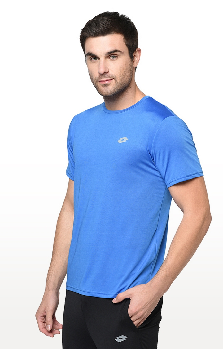 Men's Blue Polyester Solid Activewear T-Shirt