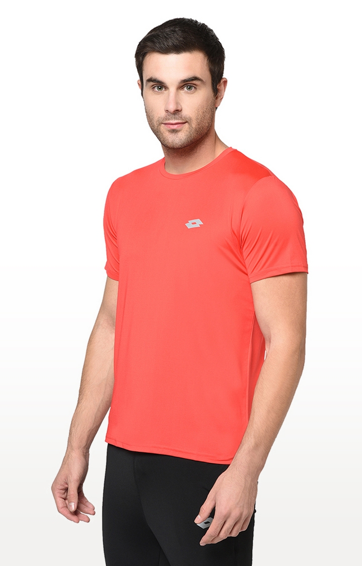 Lotto | Men's Red Polyester Solid Activewear T-Shirt