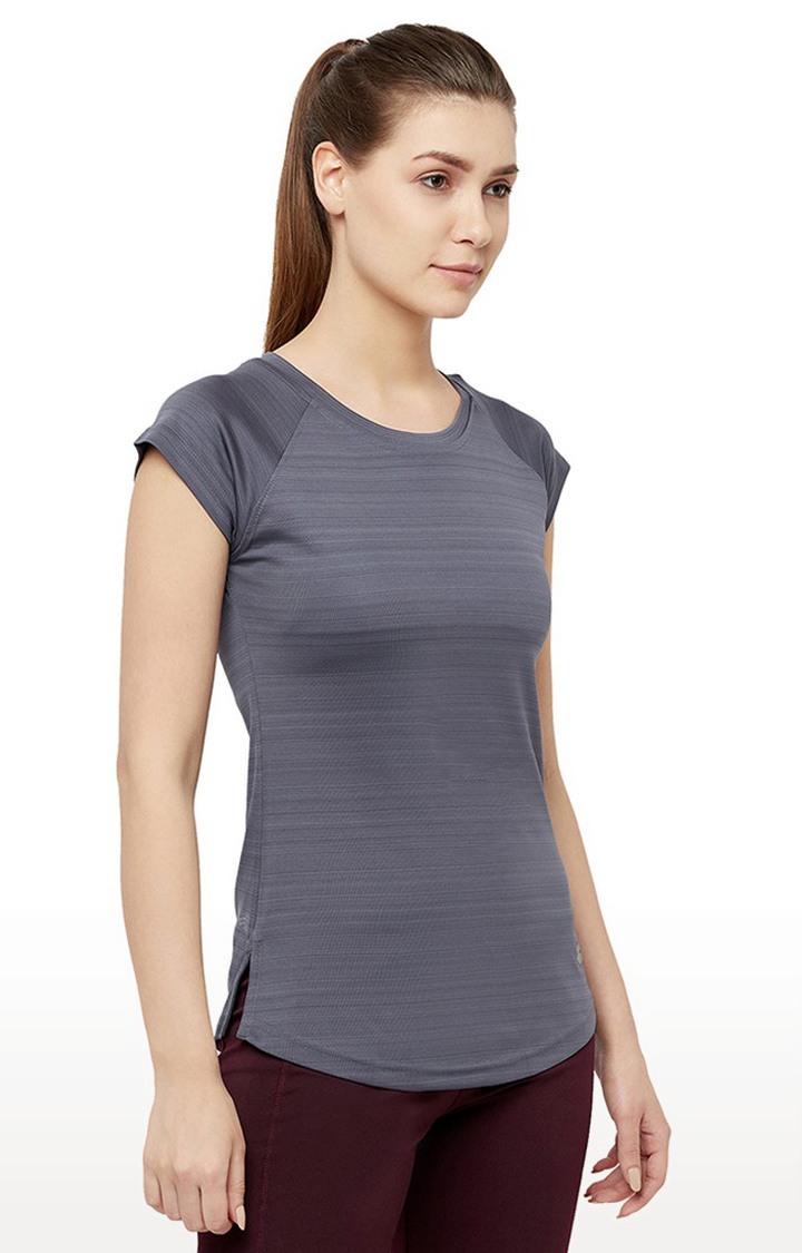 Lotto | Women's Grey Striped Activewear T-Shirt 1