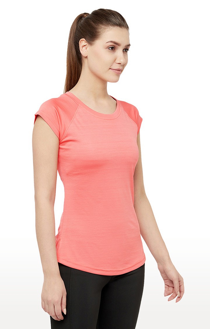 Women's Pink Solid Activewear T-Shirt