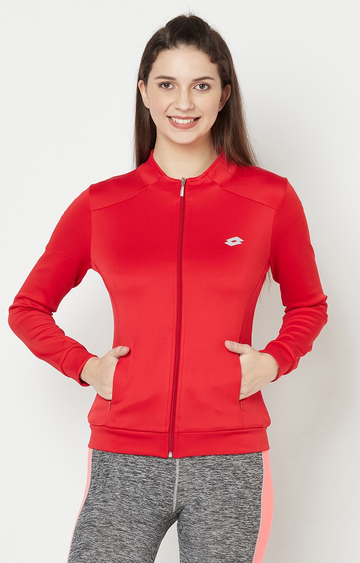 Lotto | Women's Red Solid Activewear Jackets 0