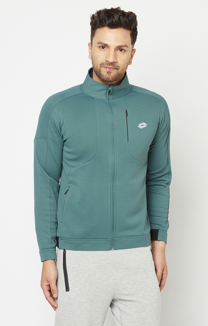 Lotto | Men's Green Solid Activewear Jackets 0