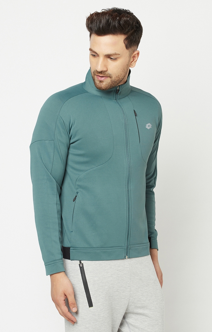 Lotto | Men's Green Solid Activewear Jackets 4