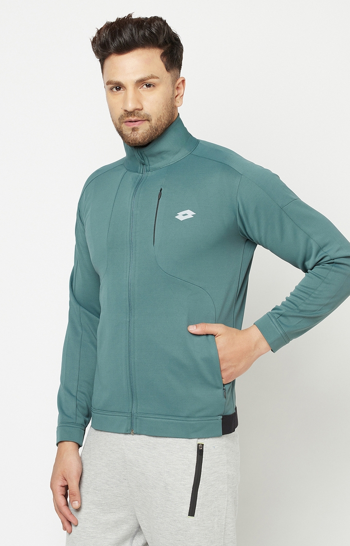 Lotto | Men's Green Solid Activewear Jackets 3