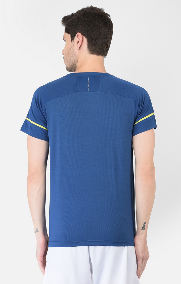 Lotto | Men's Blue Polyester Solid Activewear T-Shirt