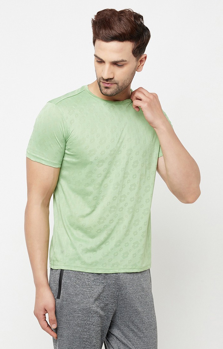 Lotto | Men's Green Polyester Printed T-Shirt