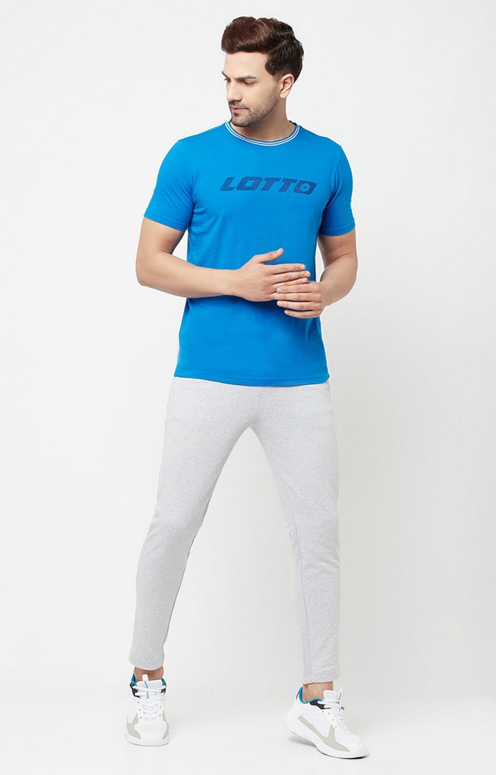 Lotto | Men's Blue Cotton Typographic Printed T-Shirt