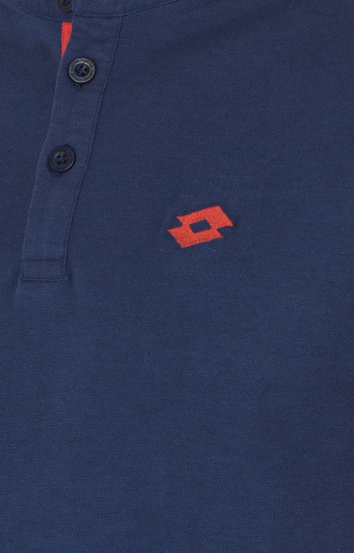 Lotto | Men's Navy Blue Cotton Solid T-Shirt
