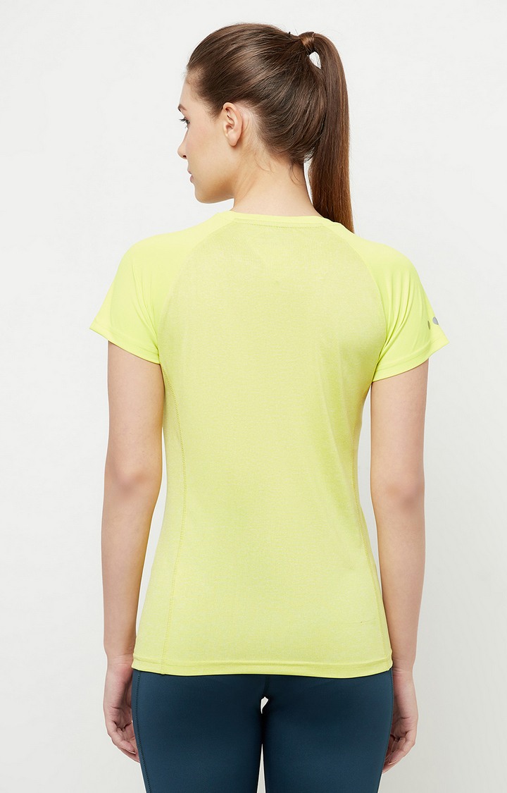 Women's Yellow Polyester Solid Activewear T-Shirt
