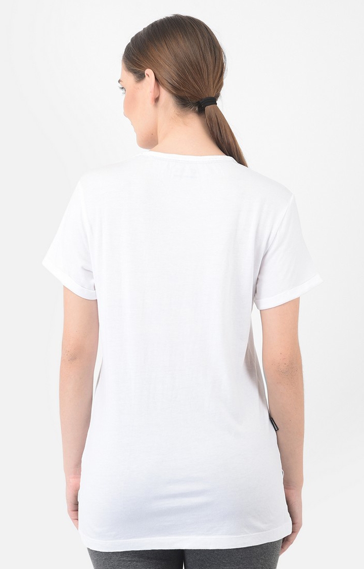Lotto | Women's White Cotton Typographic Printed T-Shirt 2