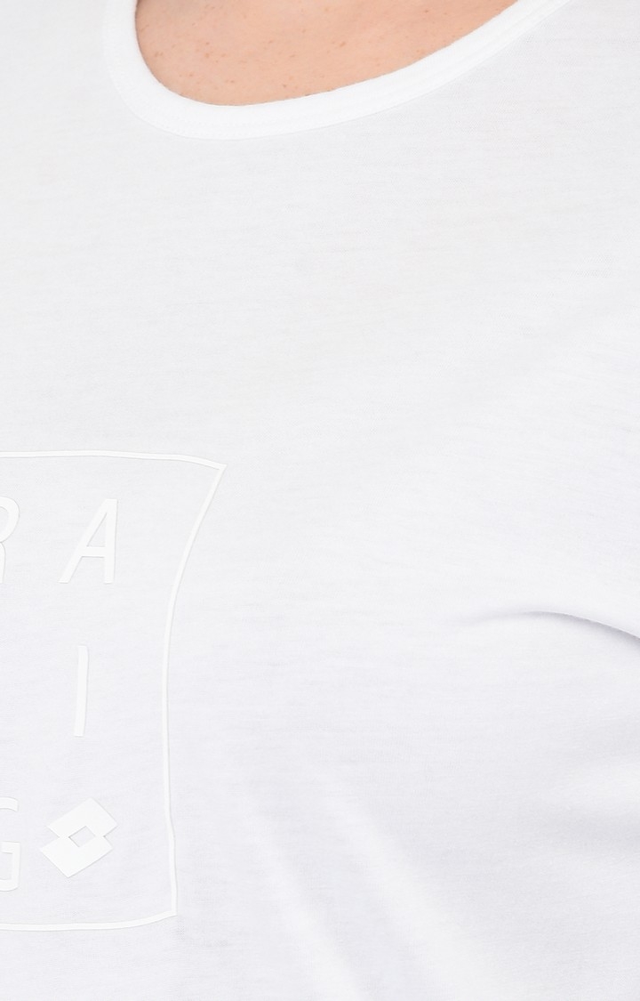 Lotto | Women's White Cotton Typographic Printed T-Shirt 3