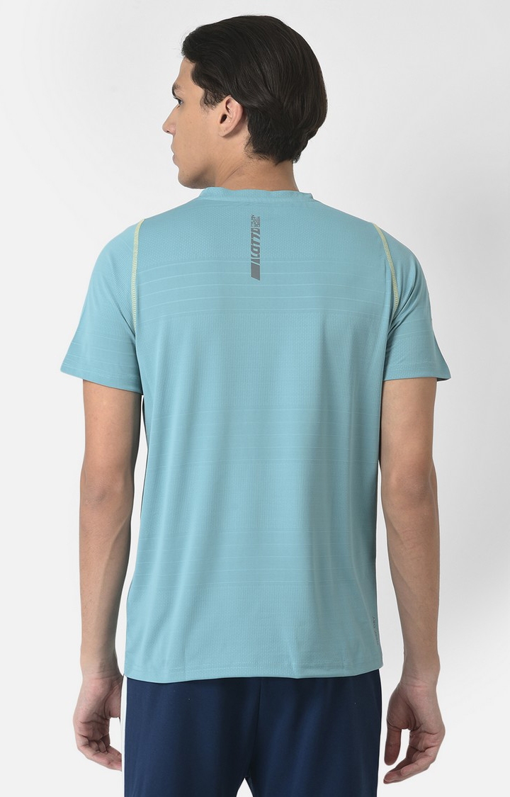 Lotto | Men's Blue Polyester Striped Activewear T-Shirt 3
