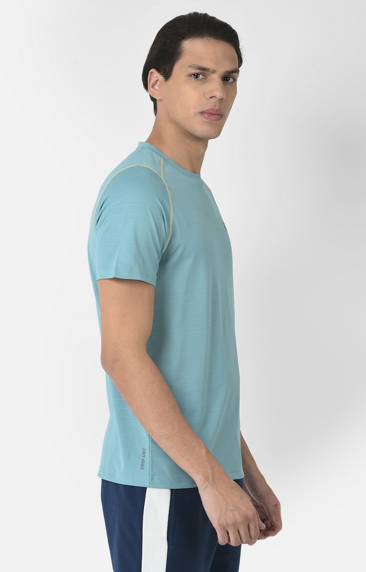 Lotto | Men's Blue Polyester Striped Activewear T-Shirt 2