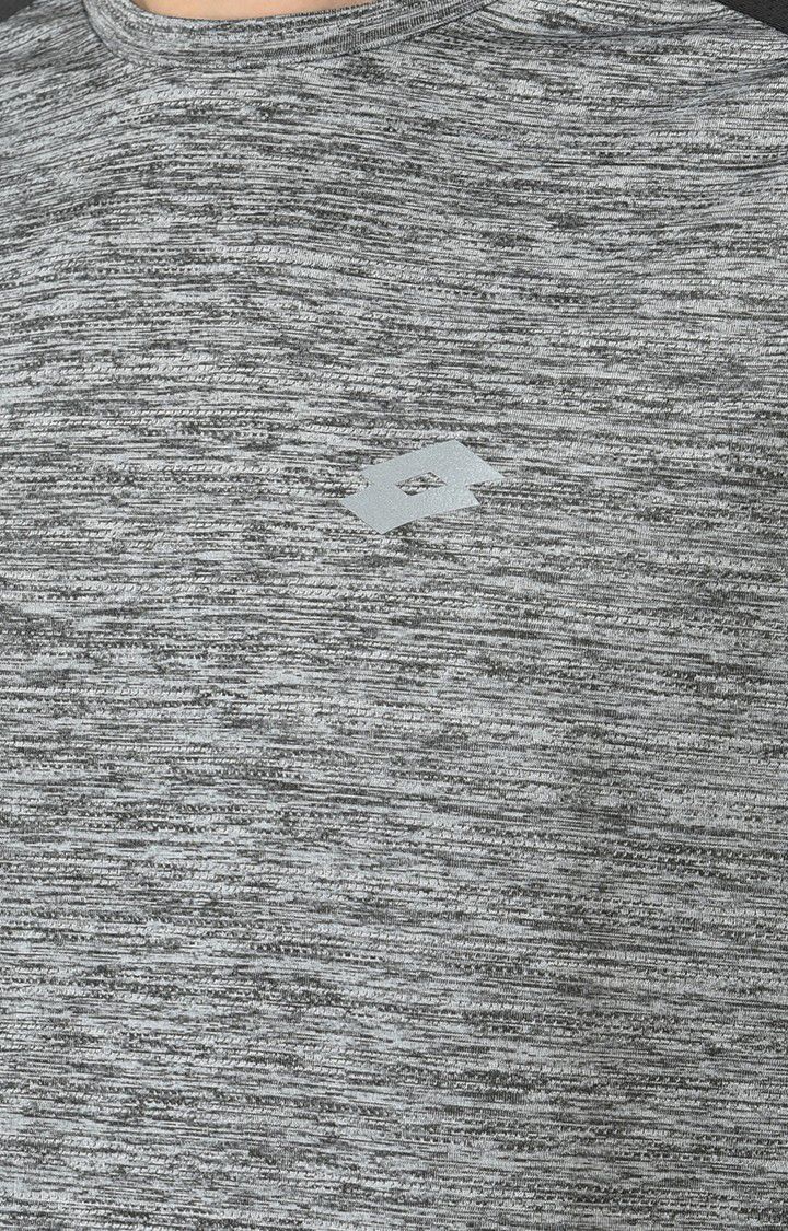 Men's Grey Polyester Melange Activewear T-Shirt
