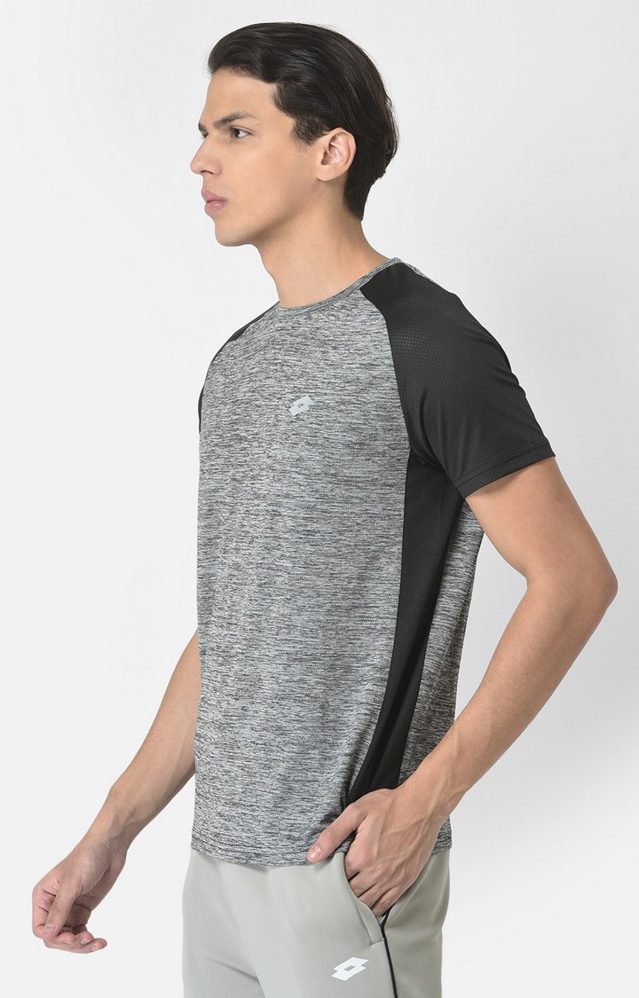 Men's Grey Polyester Melange Activewear T-Shirt