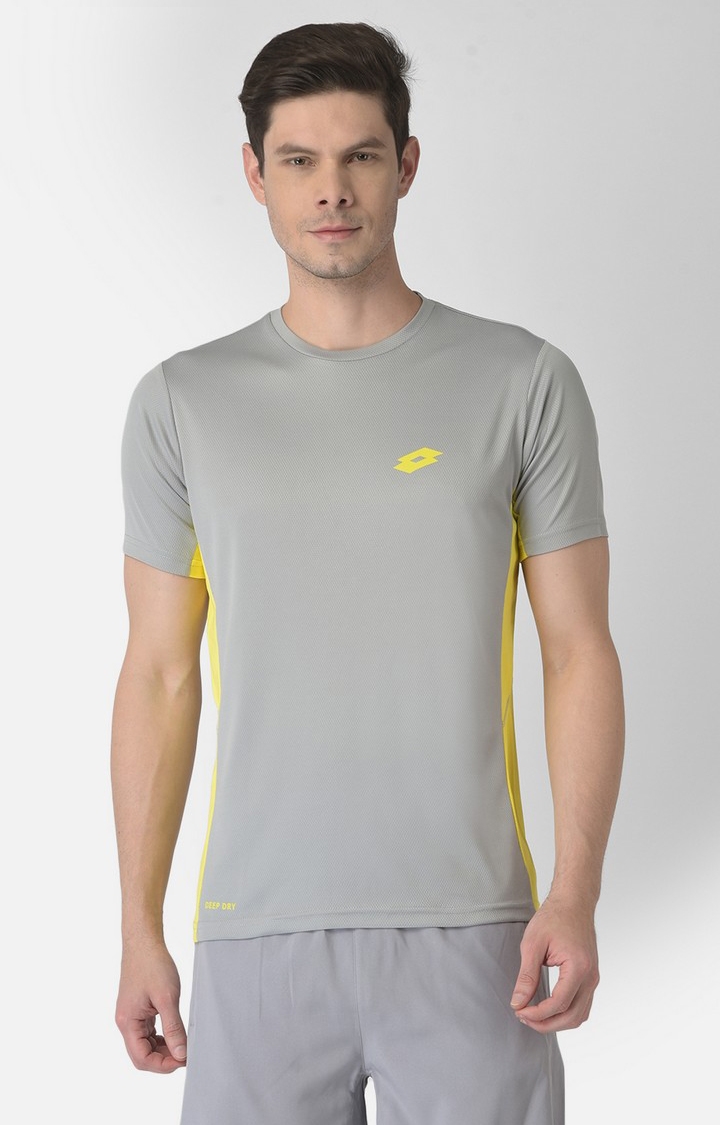 Lotto | Men's Grey Polyester Solid Activewear T-Shirt 0