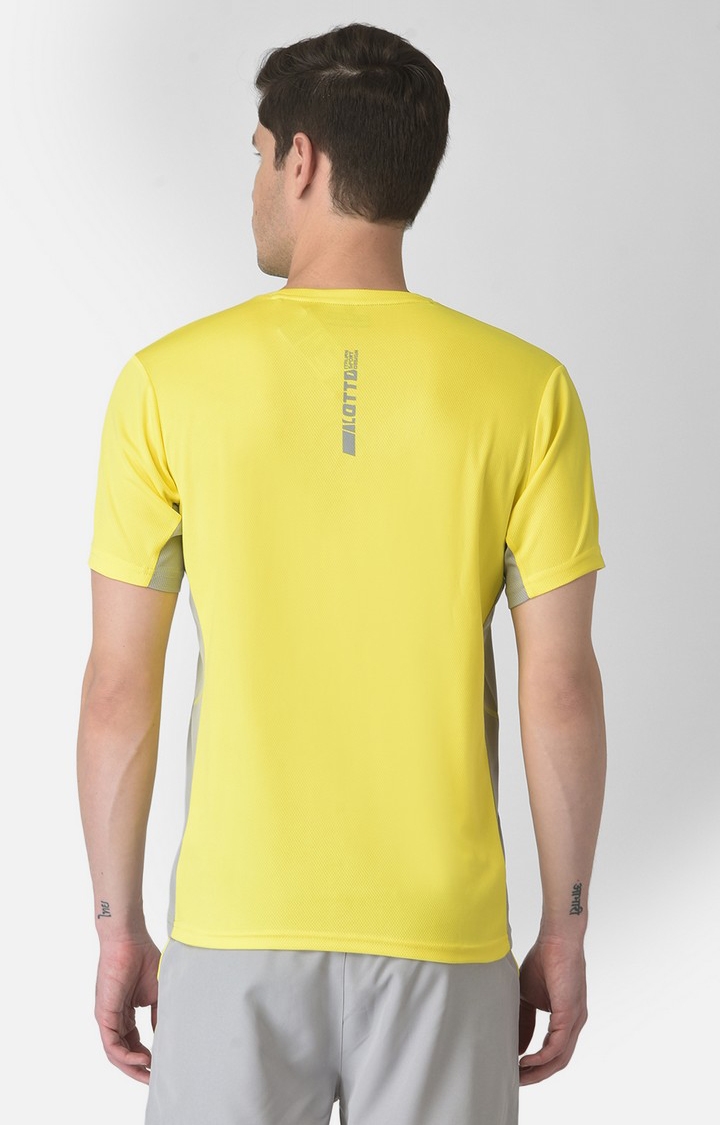 Lotto | Men's Yellow Polyester Solid Activewear T-Shirt 3
