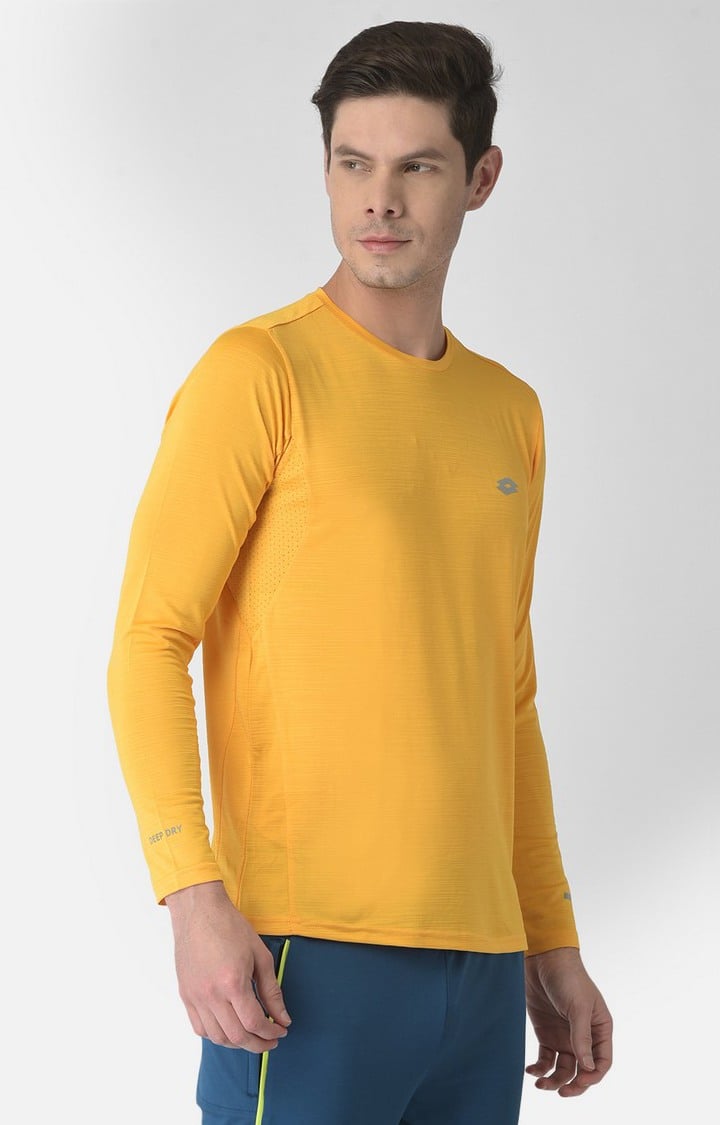 Lotto | Men's Yellow Polyester Solid T-Shirt