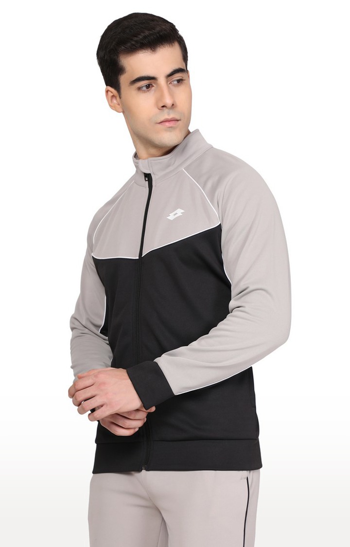 Men's Black Polyester Colourblock Activewear Jacket