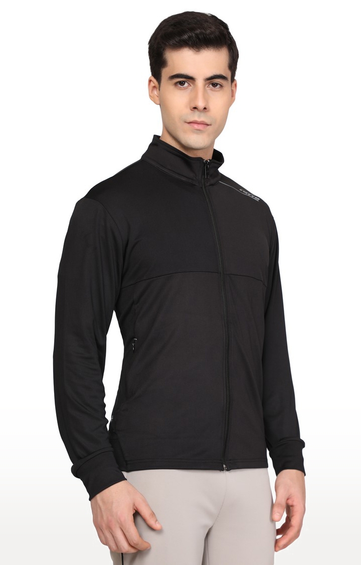 Lotto | Men's Black Polyester Solid Activewear Jacket 2