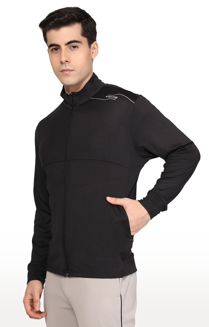 Lotto | Men's Black Polyester Solid Activewear Jacket 1