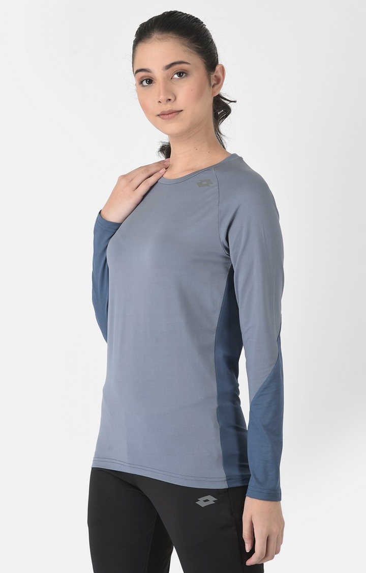 Women's Grey Polyester Solid Activewear T-Shirt