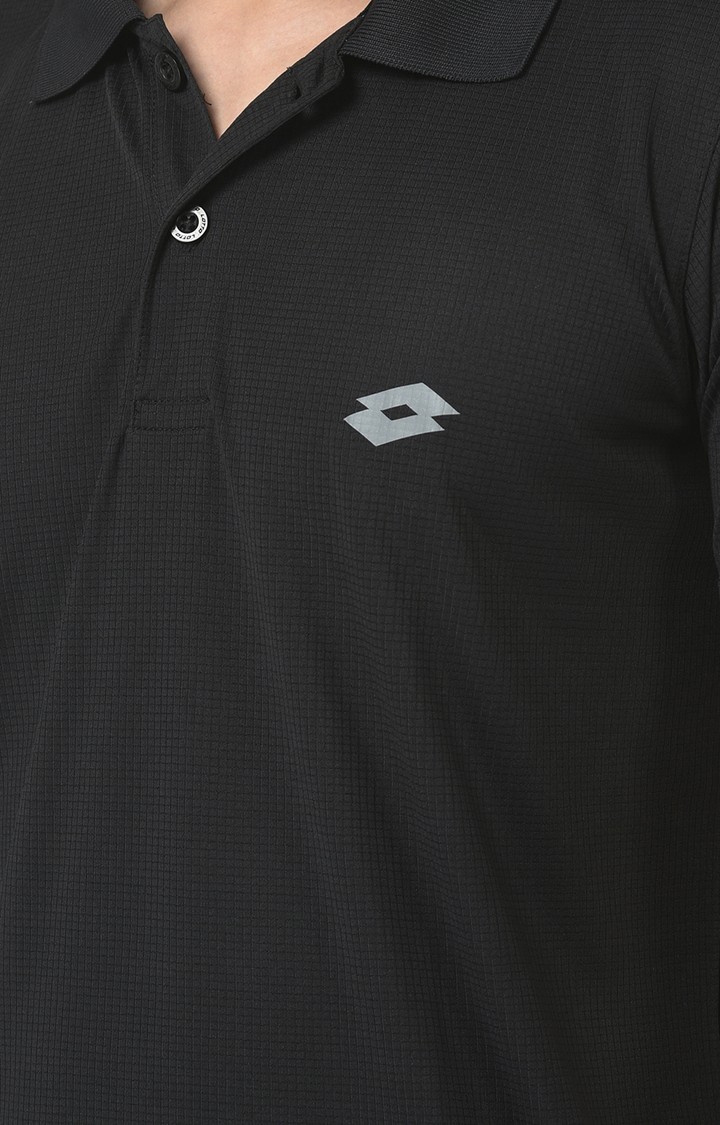 Lotto | Men's Black Polyester Solid Polo 4