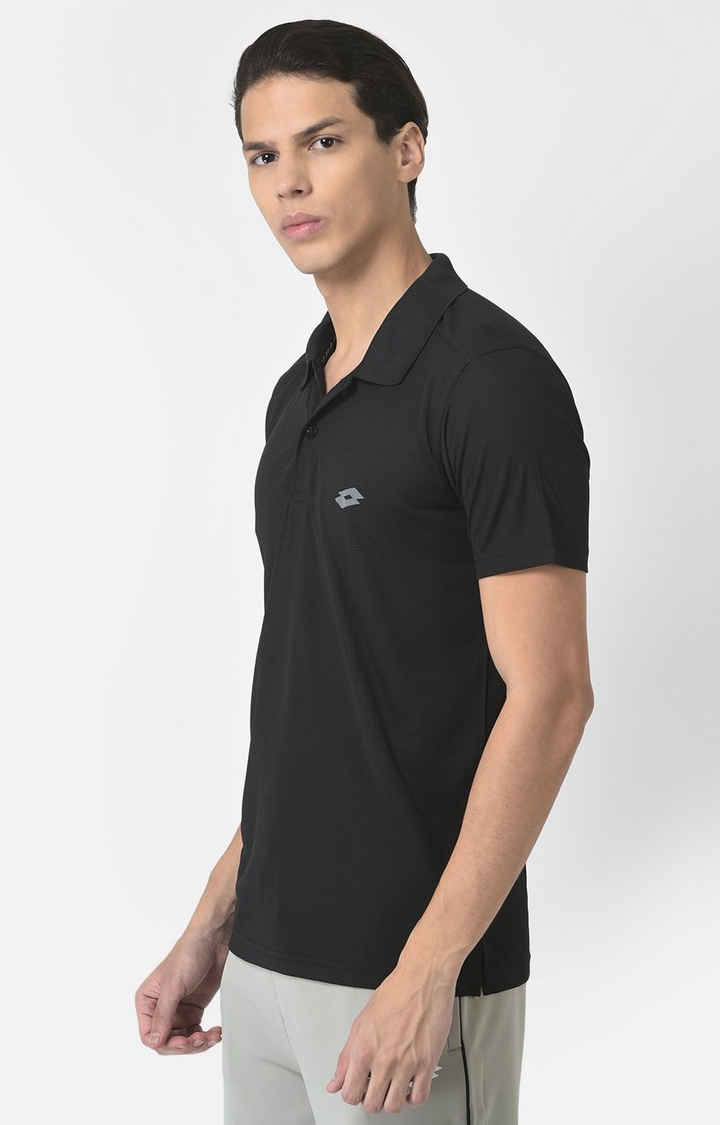 Lotto | Men's Black Polyester Solid Polo 1