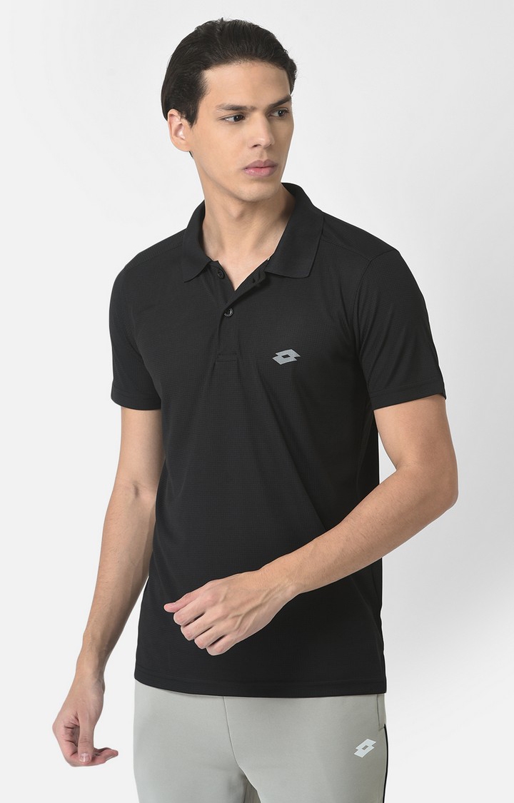 Lotto | Men's Black Polyester Solid Polo 0