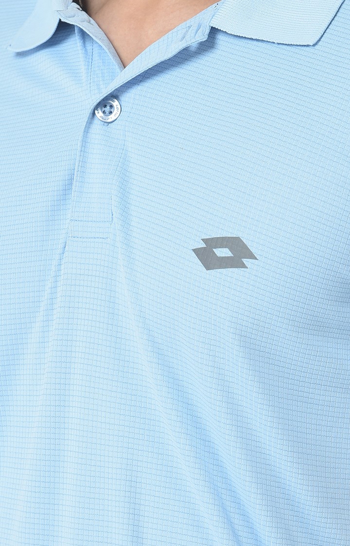 Lotto | Men's Blue Polyester Solid Polo 4