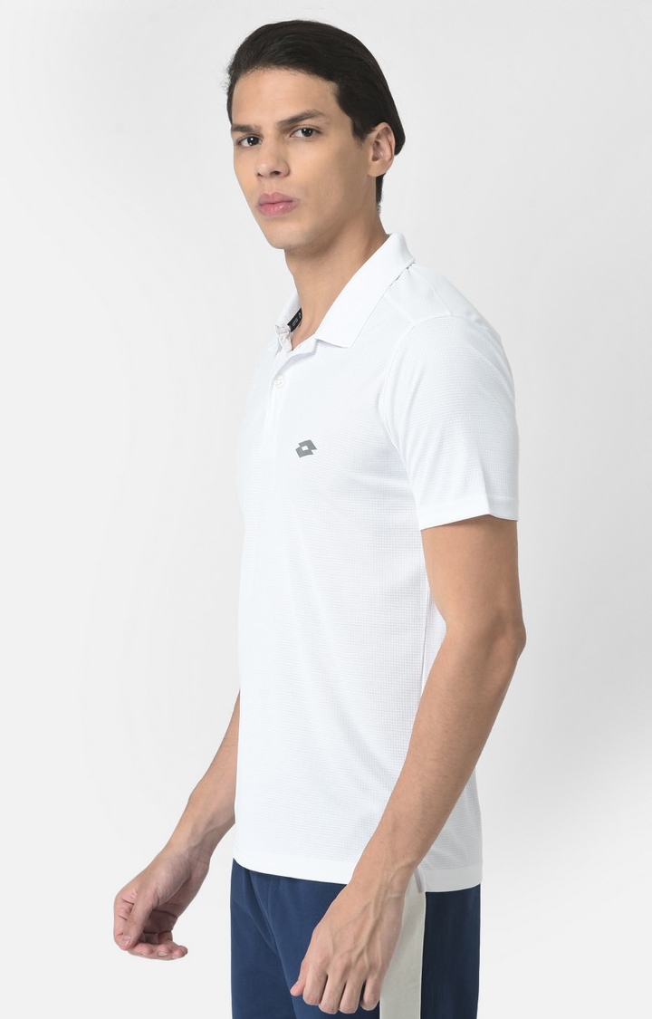 Lotto | Men's White Polyester Solid Polo 1